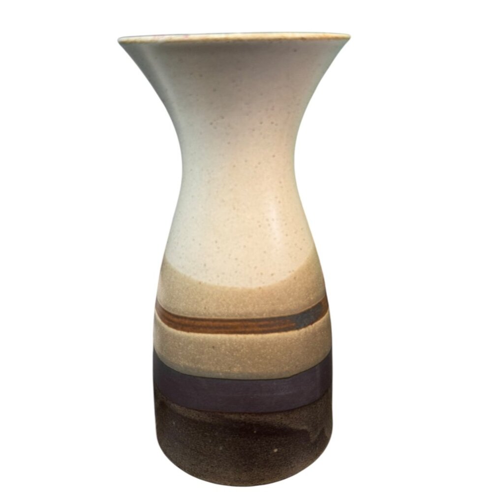 Stoneware Vase With Earthy Tones & Flared Rim Flowers Garden Art Outside Earthy